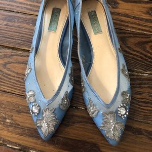 Betsey Johnson Adele wedding flats in blue, Size 9